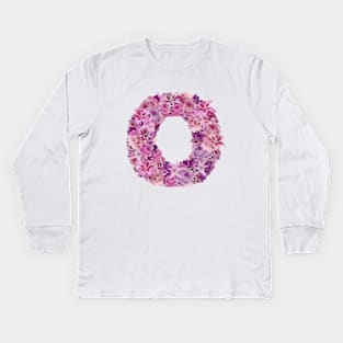 Pink Floral Letter O Kids Long Sleeve T-Shirt